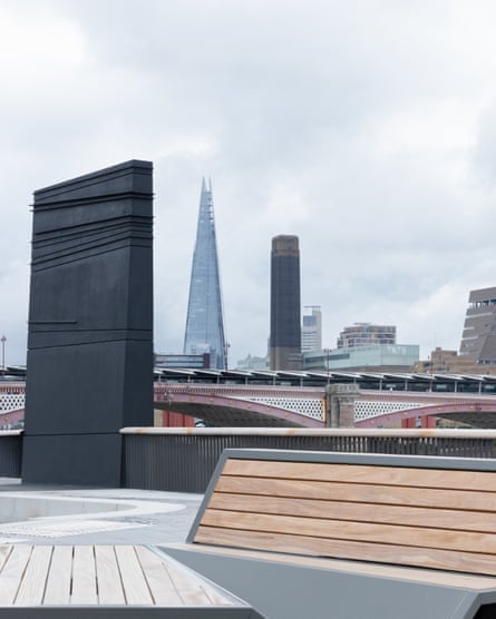 ‘Chunky, abstract, brooding’ … one of Nathan Coley’s Stages on Bazalgette Embankment.