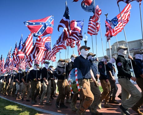 Neo-fascist group Patriot Front parades Confederate flag in Washington DC on Fourth of July | Washington DC | The Guardian