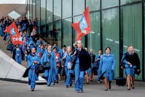 Ground crew members at Schiphol airport
