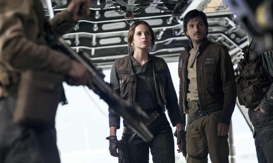 Felicity Jones and Diego Luna as Rebel fighters Jyn Erso and Cassian Andor in Rogue One: A Star Wars Story