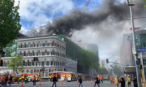 Smoke from the massive fire at Auckland’s SkyCity convention centre construction site 
