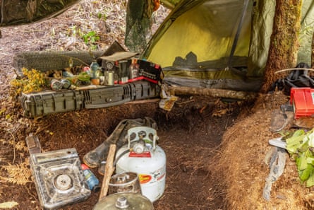 A photo released by New Zealand police believed showing a campsite where Tom Phillips and his children were hiding in the bush near Waitomo