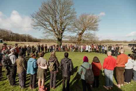 At one with nature: participants in the first Primal Gathering ‘regenerative’ festival in Somerset.