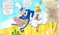 Uncle Sam and Britannia hide from the reality of the devastation in Gaza