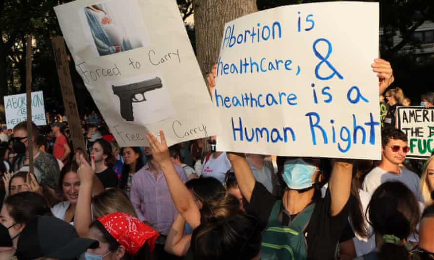 People gather to protest the supreme court verdict in New York.