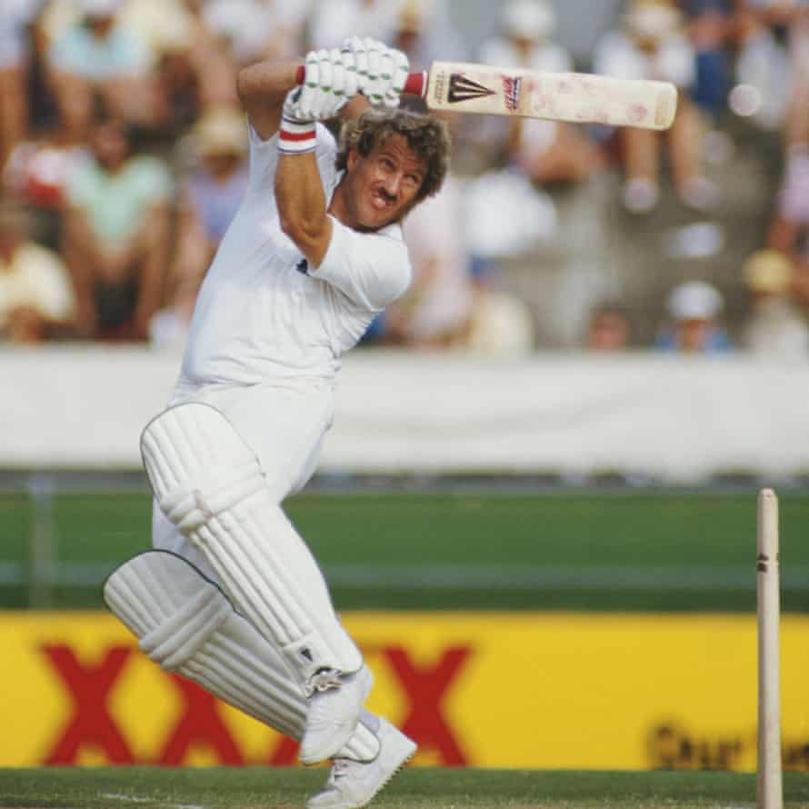 Botham hits a six for England in Brisbane.