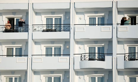 Tourists on balconies