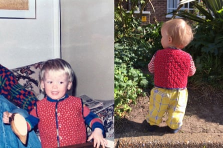 Roman (right) in the waistcoat worn by his dad (left).