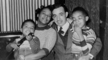 A still from PBS show Finding Your Roots, showing Henry Louis Gates Jr (left) with mother Pauline, father Henry Sr and brother Paul.