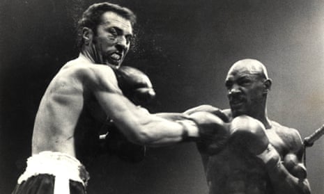 Alan Minter, left, in the ring with Marvin Hagler during their world middleweight contest at Wembley in September 1980.