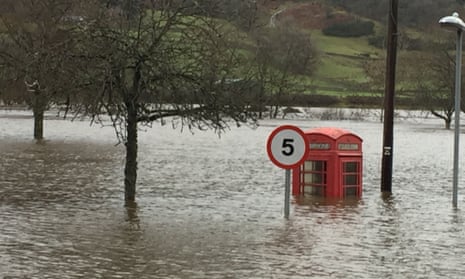 Flooding in the village of Aberfeldy, Perthshire, Scotland, 2015. Critical infrastructure, such as water and telecoms, are at serious risk from floods.