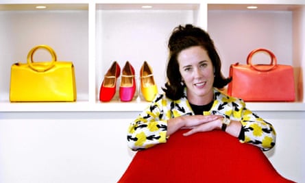 Kate Spade poses with handbags and shoes from her collection on 13 May 2004.