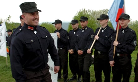 Marian Kotleba at a commemoration of the anniversary of the death of a Slovak general, in 2006.