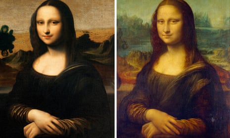 Questionable … the Isleworth Mona Lisa (left) and the painting in the Louvre. 