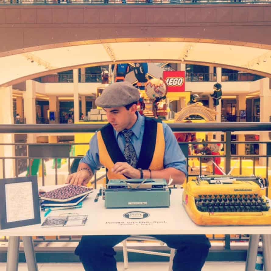 Poetry at the mall: ‘20% of all the people I wrote for in the mall wound up in tears’.