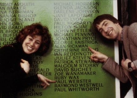 ‘My children are bereft’ … Alan Rickman and Ruby Wax admiring their names outside the Royal Shakespeare Company 1978.