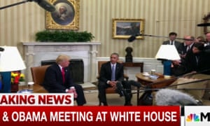 Donald Trump and Barack Obama meet at the White House