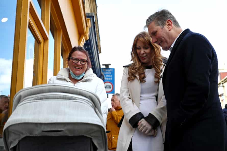 Keir Starmer and his deputy, Angela Rayner, campaigning in Ramsbottom today.