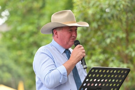 One Nation member for New England Barnaby Joyce speaks during a rally at Prince Alfred park in Sydney.