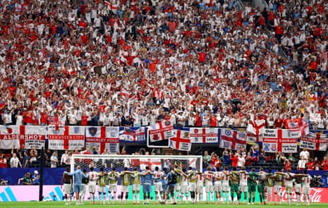 The players salute the England support after the final whistle.