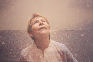 An older women facing upward