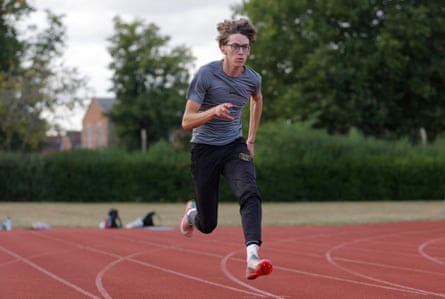 Bronson Hearn-Smith runs down the Garrison Track at Colchester Harriers Athletic Club