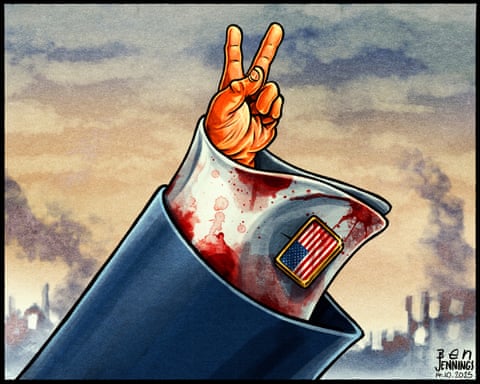 Ben Jennings on Trump the peacemaker – cartoon, panel 1