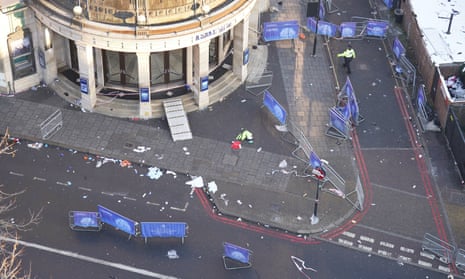 The scene outside Brixton O2 Academy after the incident on 15 December.