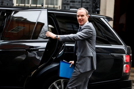 Dominic Raab, the justice secretary and deputy PM, arriving for cabinet.