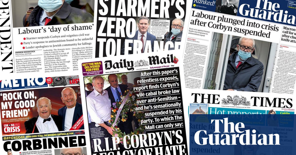 Battle for Labours soul: what the papers say about Jeremy Corbyns suspension