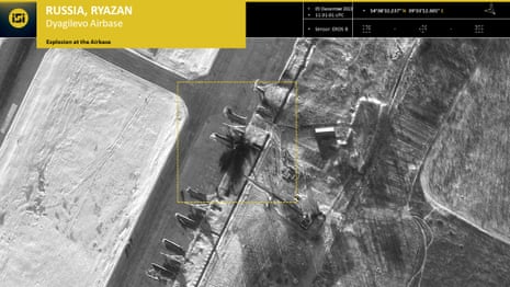 A satellite image showing the aftermath of an explosion at the Dyagilevo airbase on 5 December.