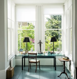 Let the light in: the walls are painted in Dimpse; the Woodwork is All White; and the floor is Down Pipe.