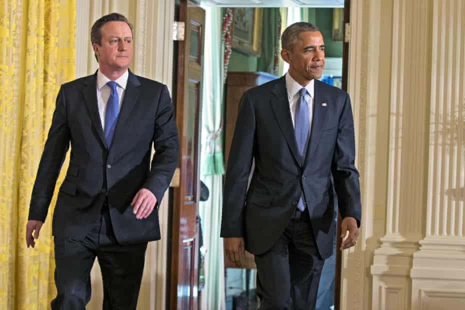 Barack Obama, David Cameron<br>President Barack Obama and British Prime Minister David Cameron arrive for their joint news conference in the East Room of the White House in Washington, Friday, Jan. 16, 2015. In a show of trans-Atlantic unity, President Barack Obama and British Prime Minister David Cameron pledged a joint effort on Friday to fight domestic terrorism following deadly attacks in France. They also strongly urged the U.S. Congress to hold off on implementing new sanctions on Iran in the midst of nuclear talks.  (AP Photo/Evan Vucci)