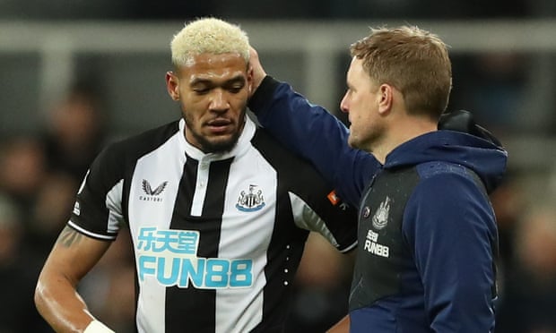 Newcastle’s manager Eddie Howe shows his appreciation for Joelinton’s performance against Norwich