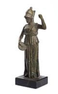 Bronze Athena sculpture with shield and helmet