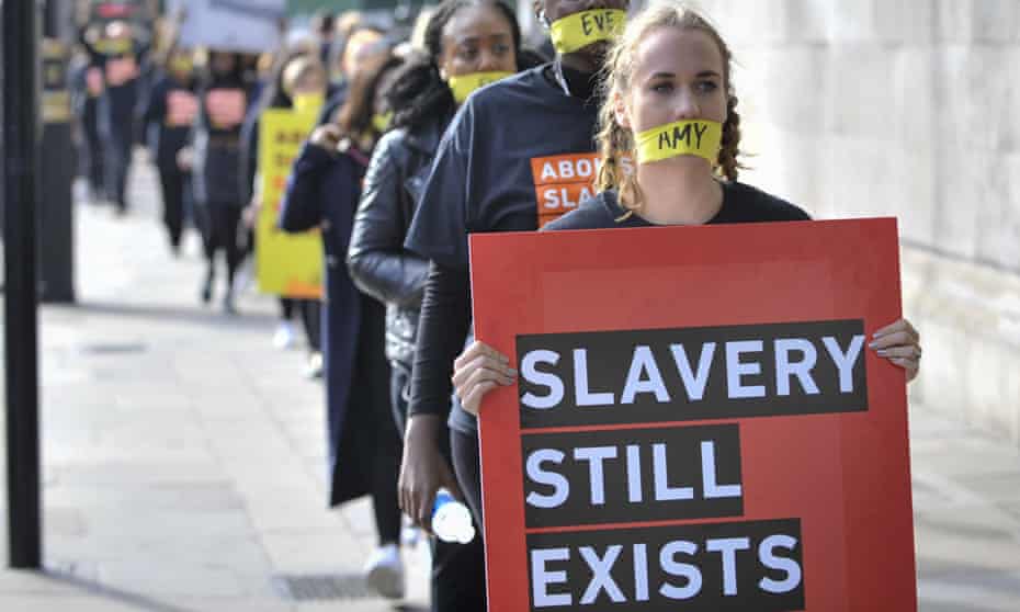 A protest against modern slavery, London, 14 October 2017.
