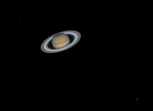 Saturn’s bright rings and satellites