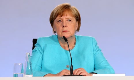 Angela Merkel presenting Germany’s stimulus package in Berlin. 
