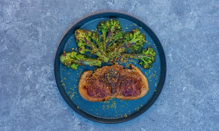 Lee Tiernan’s Barnsley chop, purple sprouting broccoli and bottarga (or anchovies).