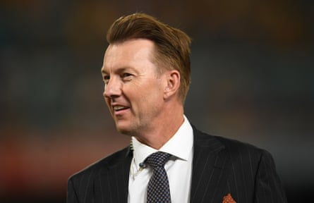 Commentator and former paceman Brett Lee at the Gabba