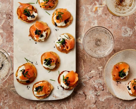 Thomasina Miers' buckwheat blinis, lemon ricotta and smoked salmon.