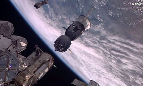 The Soyuz capsule carrying Tim Peake undocks from the International Space Station in June this year. 