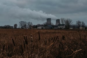 Votantes estadounidenses de Trump en el condado de Monroe, Michigan Vistas de la planta de energía DTE Energy Fermi 2 en la distancia el martes 14 de enero de 2019 en el condado de Monroe, Michigan. Fermi 2 es una planta de energía nuclear.