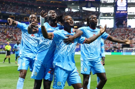 DR Congo players celebrate a goal at the World Cup