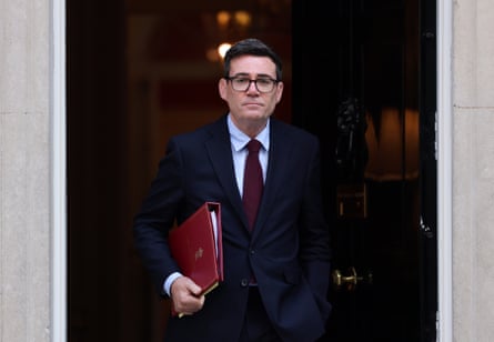 Andy Burnham departs 10 Downing Street for prime minister's questions, 9 September 2026.
