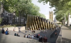 One of the shortlisted designs by Adjaye Associates and Malcolm Reading Consultants of the Victoria Tower Gardens, the site of the memorial, which has provoked objections.