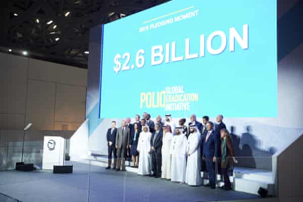 The stage at the Reaching The Last Mile Forum on 19 November 2019, at which $2.6bn were pledged to eradicate polio.