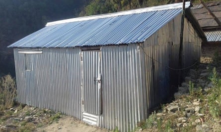 The temporary shelter built by Ketan’s family.
