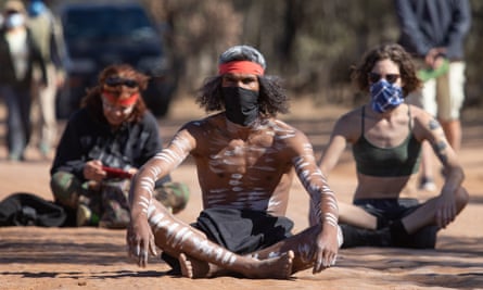Protestors at Adani’s Carmichael mine site, Queensland. Monday 24 August.