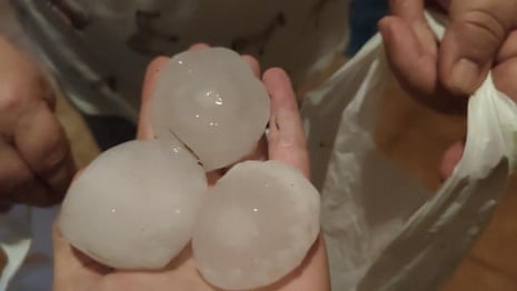 North-eastern Spain hit by barrage of large hailstones – video 